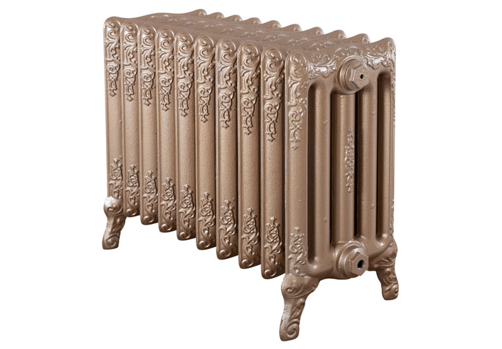 Turin 5 Column Cast Iron Radiator in Hammered Gold - H600mm x W804mm