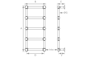 Colossus Wall Mounted Towel Rail 1300X600 Dimensions