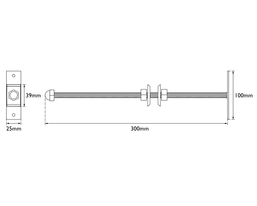 Stainless Steel Wall Stay 300Mm Measurements