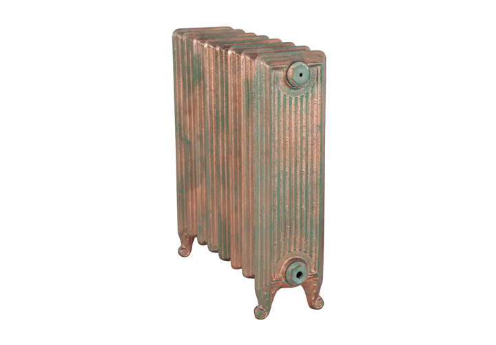 Churchill 1 Column Cast Iron Radiator In Copper Leaf Verdigris - H670mm x W642mm